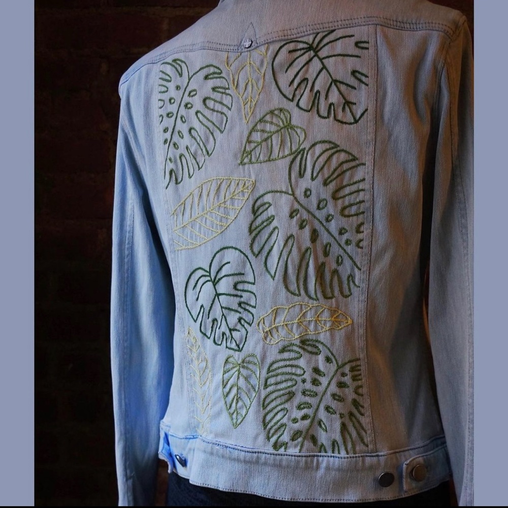 HAND-EMBROIDERED denim jacket